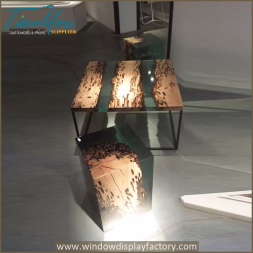Industrial furniture wood epoxy resin table top