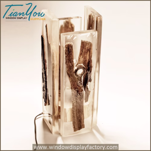 Custom wood resin table lamps for atmosphere