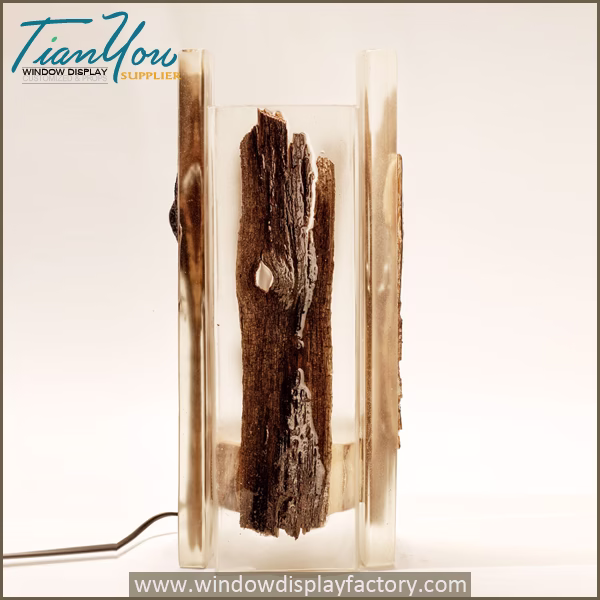 Custom wood resin table lamps for atmosphere