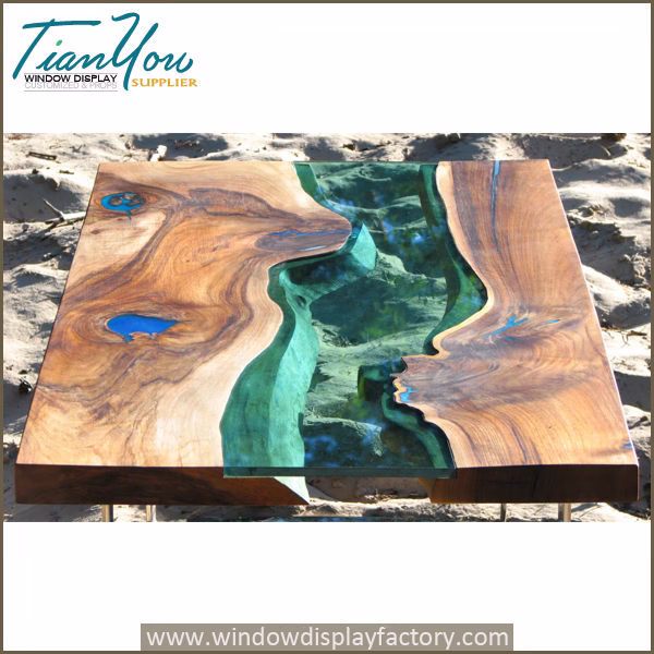 Custom glow resin table in the dark industrial furniture