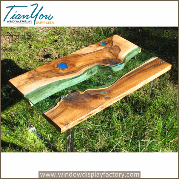 Custom glow resin table in the dark industrial furniture
