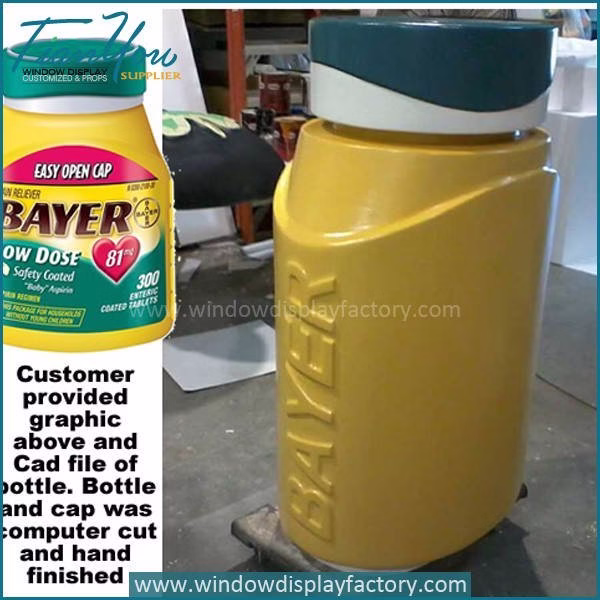 Oversized branded bottle prop for retail display