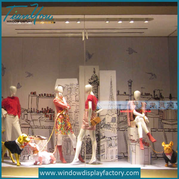 Fiberglass Dog Figurines Display for Cloth Window image