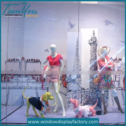 Fiberglass Dogs Mannequin for Cloth Window Display