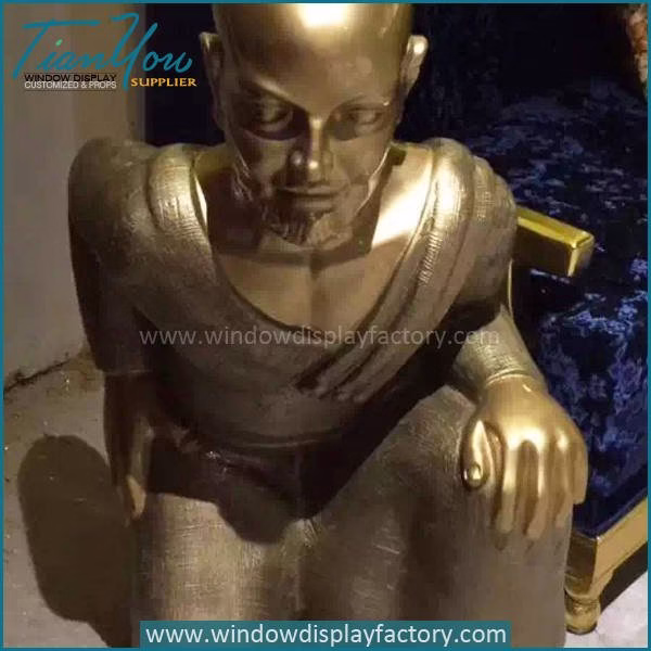 Giant Gold Fibergla Electroplate Monk Statue image