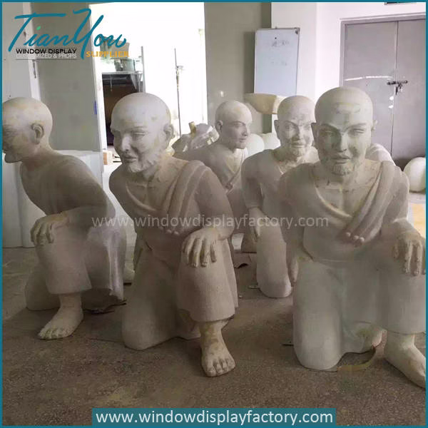 Giant Gold Fibergla Electroplate Monk Statue image