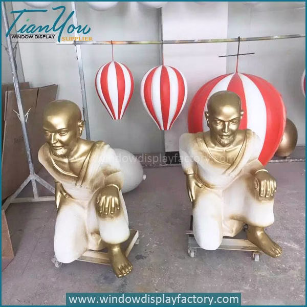 Giant Gold Fibergla Electroplate Monk Statue image