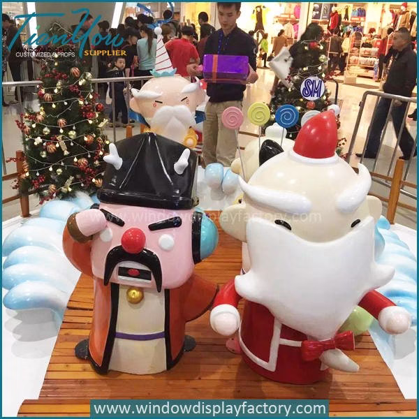 Fibergla Chri tma Decoration Cute Santa Clau Statue