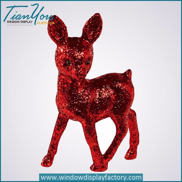 bling red fibergla little deer tatue chri tma decoration