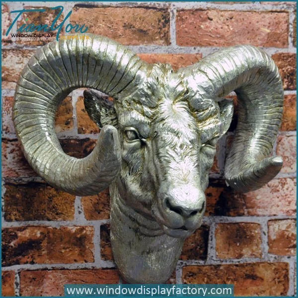 Decorative Fiberglass Bull Head Mannequin on Wall