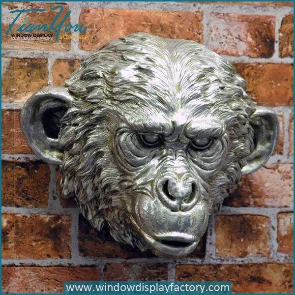 Vintage Fiberglass Gorilla Head Craft on Wall Display