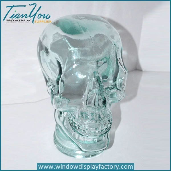 Halloween Decoration Glass Skull Head Display