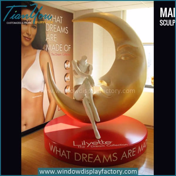 Electroplate Large Fiberglass Moon Seat Display