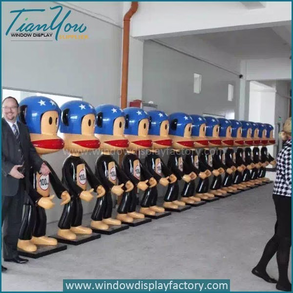 Custom Life Size Colorful Fiberglass Paul Frank Statues