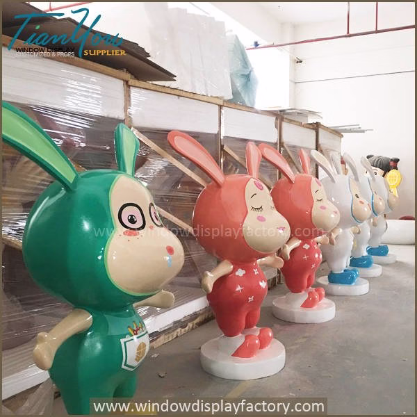 Lovely Giant Colorful Fibergla Rabbit Statue image