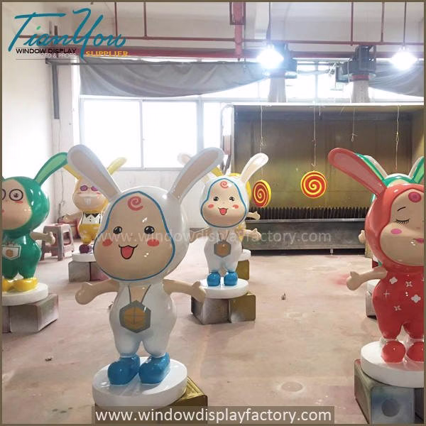 Lovely Giant Colorful Fibergla Rabbit Statue image