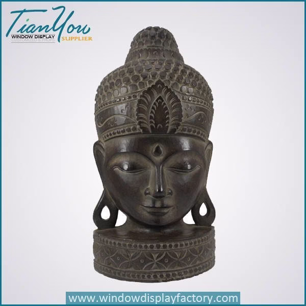 Antique Craft Fiberglass Brass Color Buddha Head
