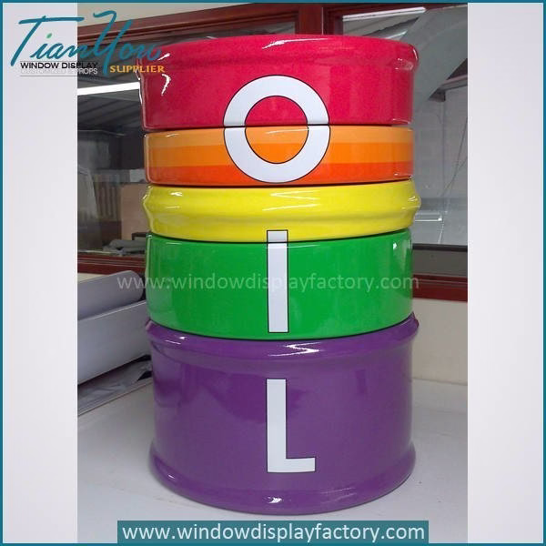 Custom Round Colorful Fiberglass Oil Drum Display