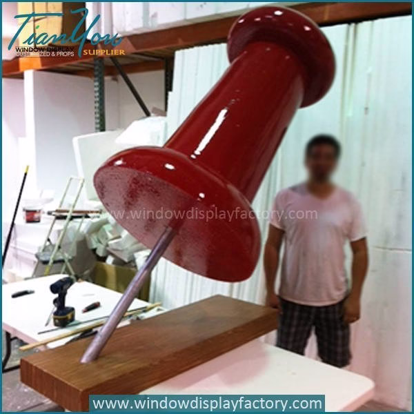 Giant Hand Made Red Fiberglass Pushpin Craft Display