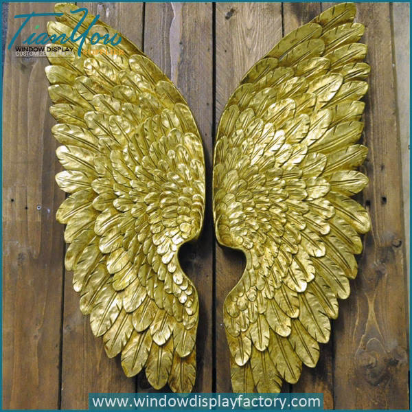 Vintage Decorative Giant Fiberglass Golden Feather Wing