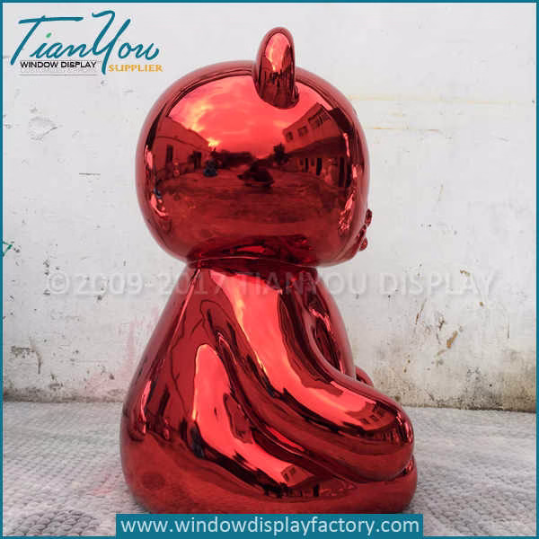 Custom mirror electroplated outdoor giant bear sculpture
