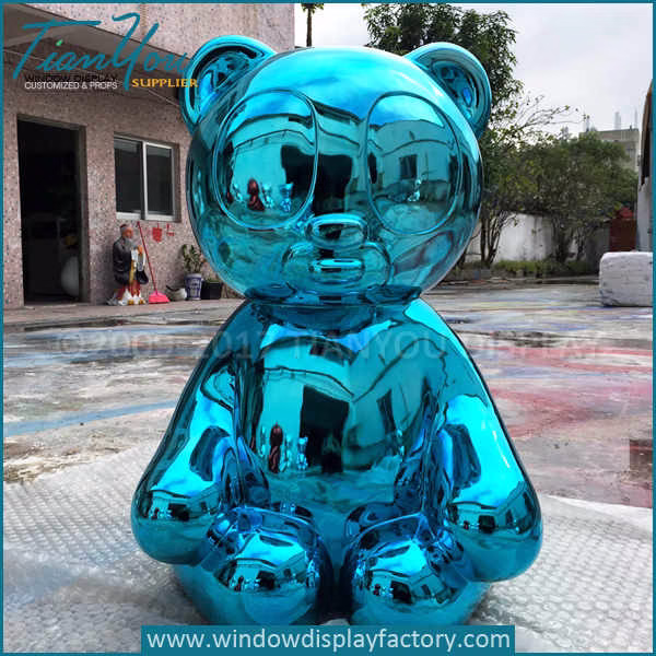 Custom mirror electroplating outdoor giant bear statues
