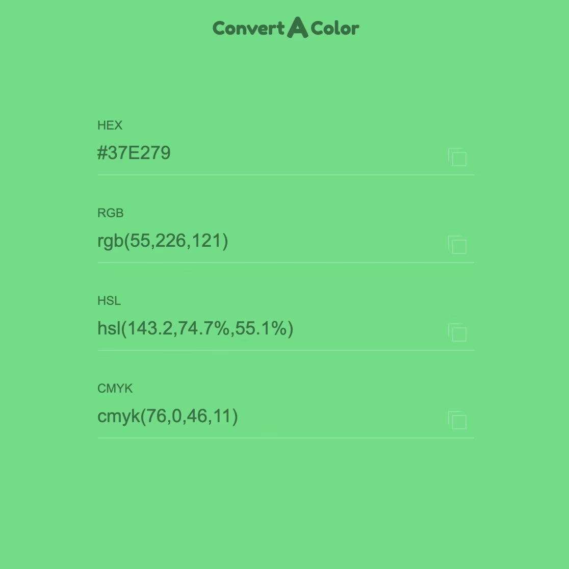 HEX / RGB / HSL / CMYK conversions